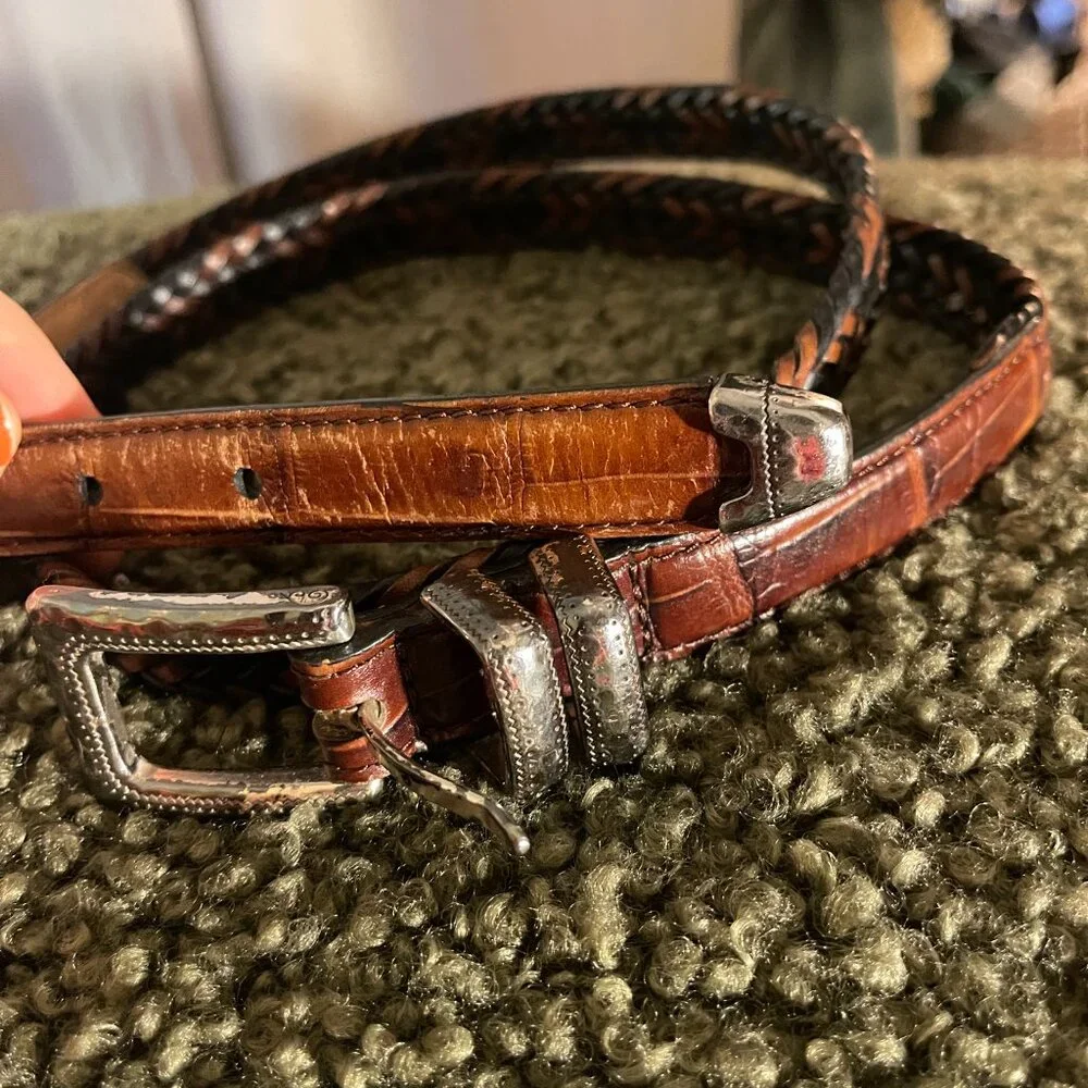 Braided brown/black with silver clasp - size 36‎